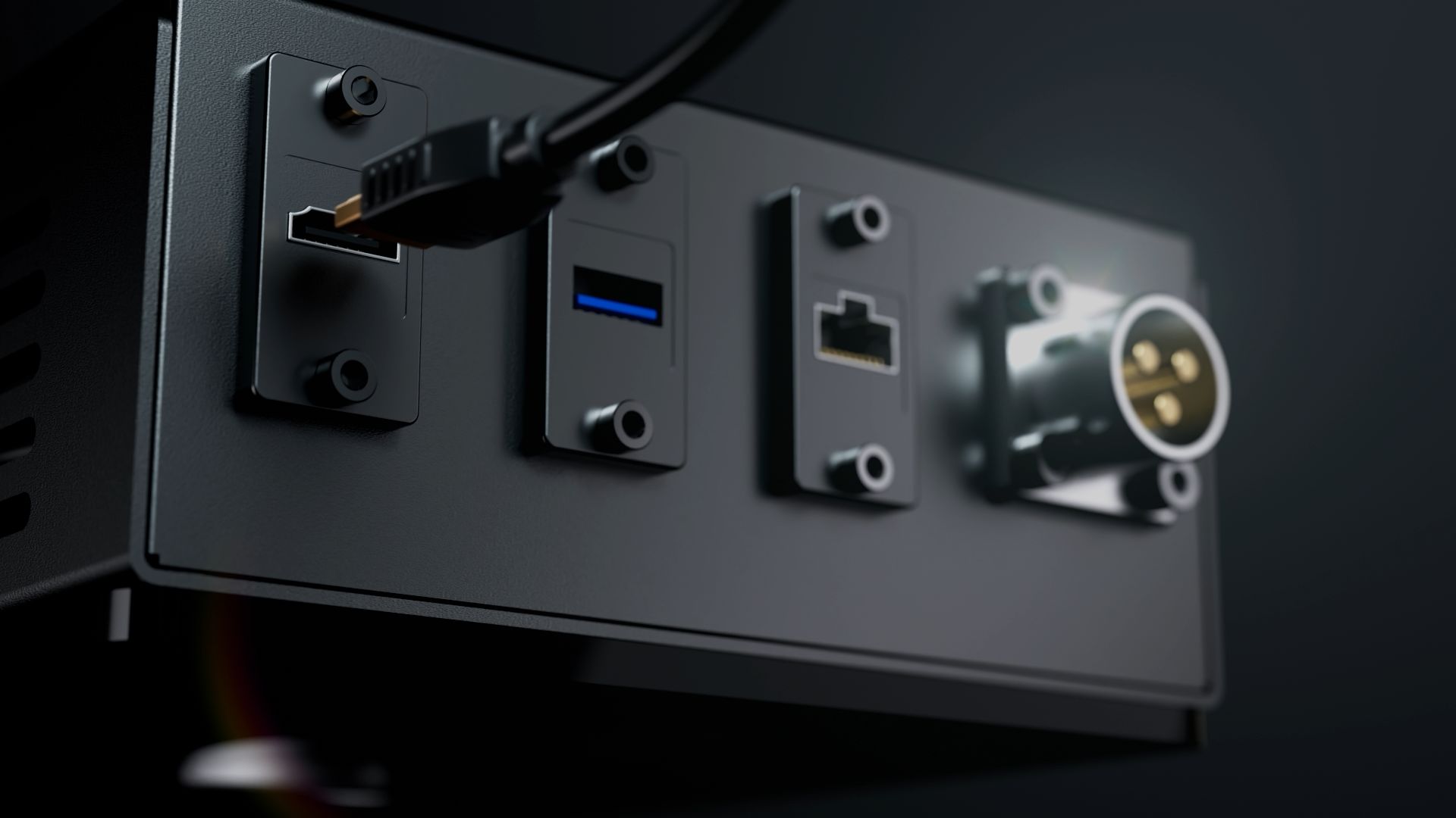 HDMI, Ethernet, USB und Stromanschluss von Skymo Pro